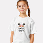 White Printed Casual Cotton T-Shirt for Girls