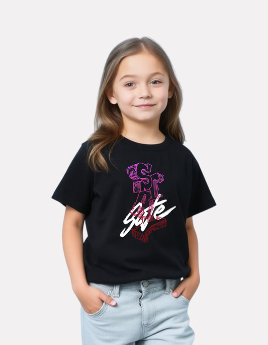 Junior Girls Printed T-Shirt Black Color