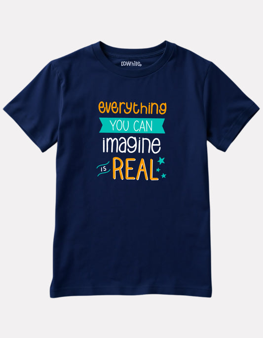 Printed Navy Blue Cotton T-Shirt for Girls