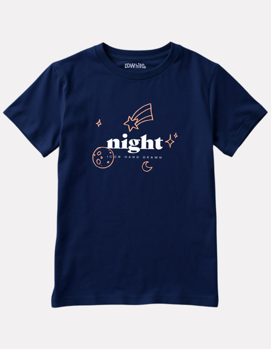 Junior Printed Navy Blue Casual Cotton T-Shirt