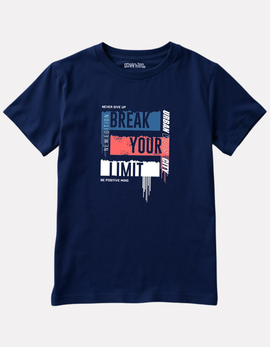 Printed Navy Blue Cotton T-Shirt for Girls