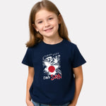 Printed Navy Blue Cotton T-Shirt for Girls