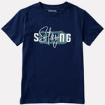 Printed Navy Blue Cotton T-Shirt for Girls