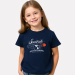 Printed Navy Blue Cotton T-Shirt for Girls