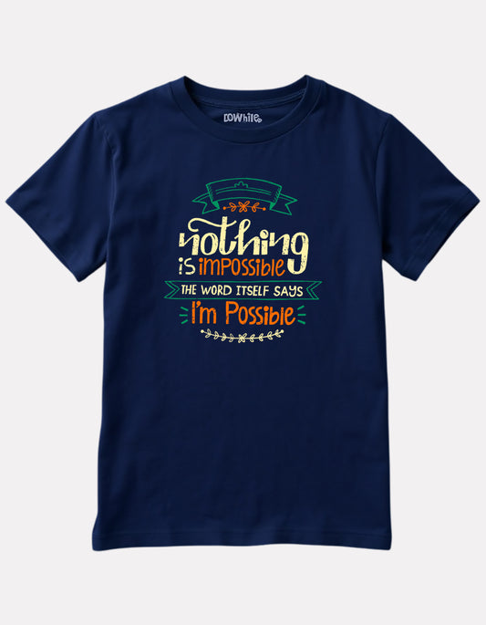 Printed Navy Blue Cotton T-Shirt for Girls