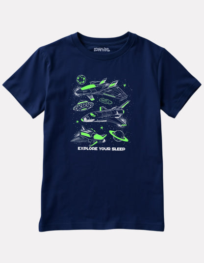 Junior Printed Navy Blue Casual Cotton T-Shirt