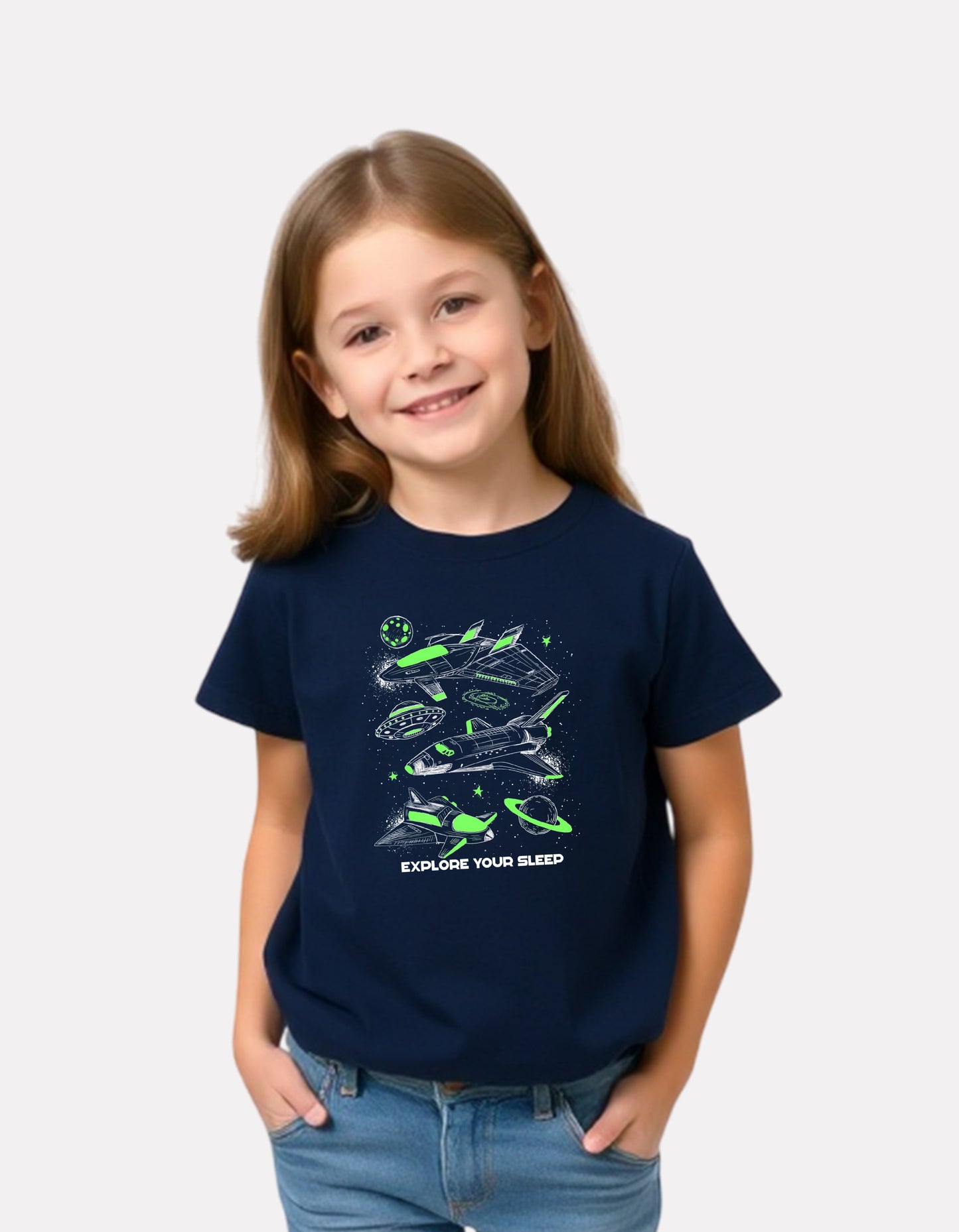 Junior Printed Navy Blue Casual Cotton T-Shirt