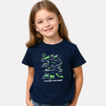 Junior Printed Navy Blue Casual Cotton T-Shirt