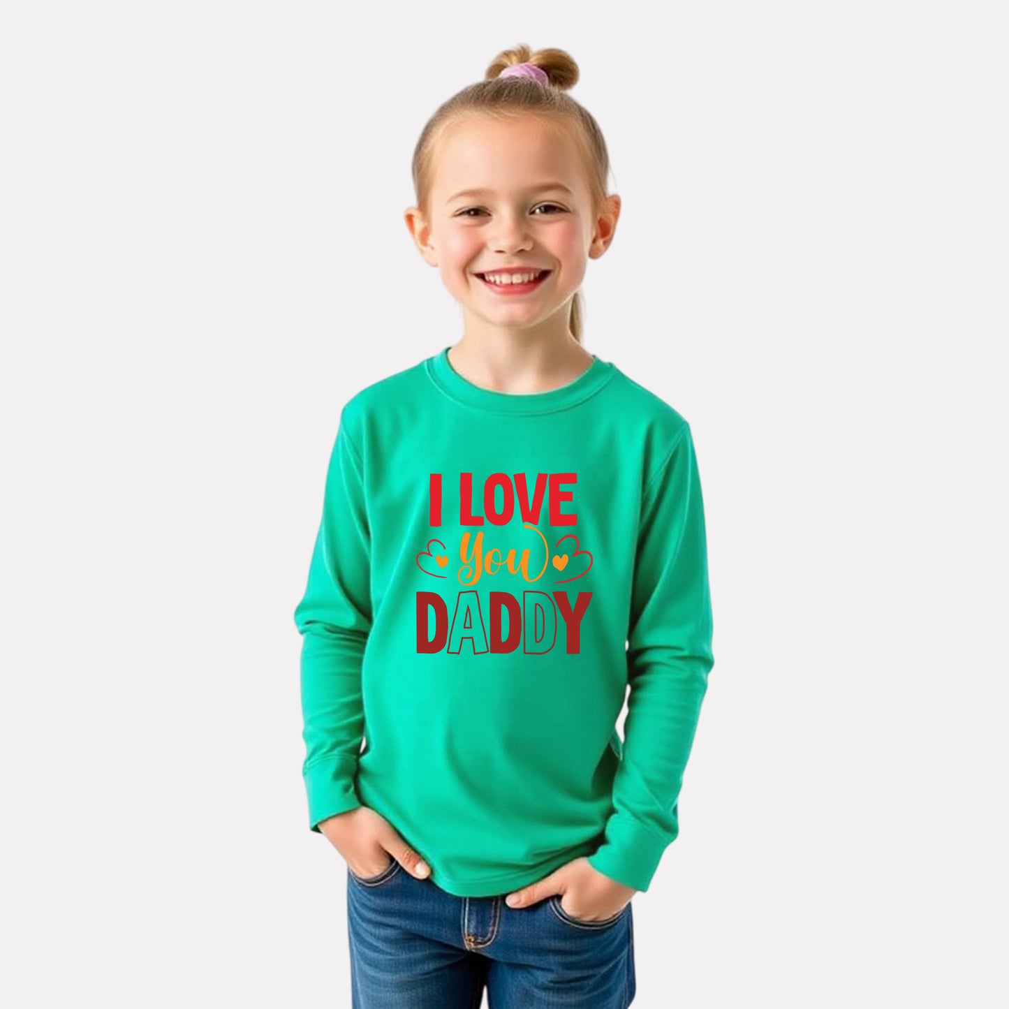 Comfy Cotton Round Neck Full Sleeve T-Shirt for Girls – Green