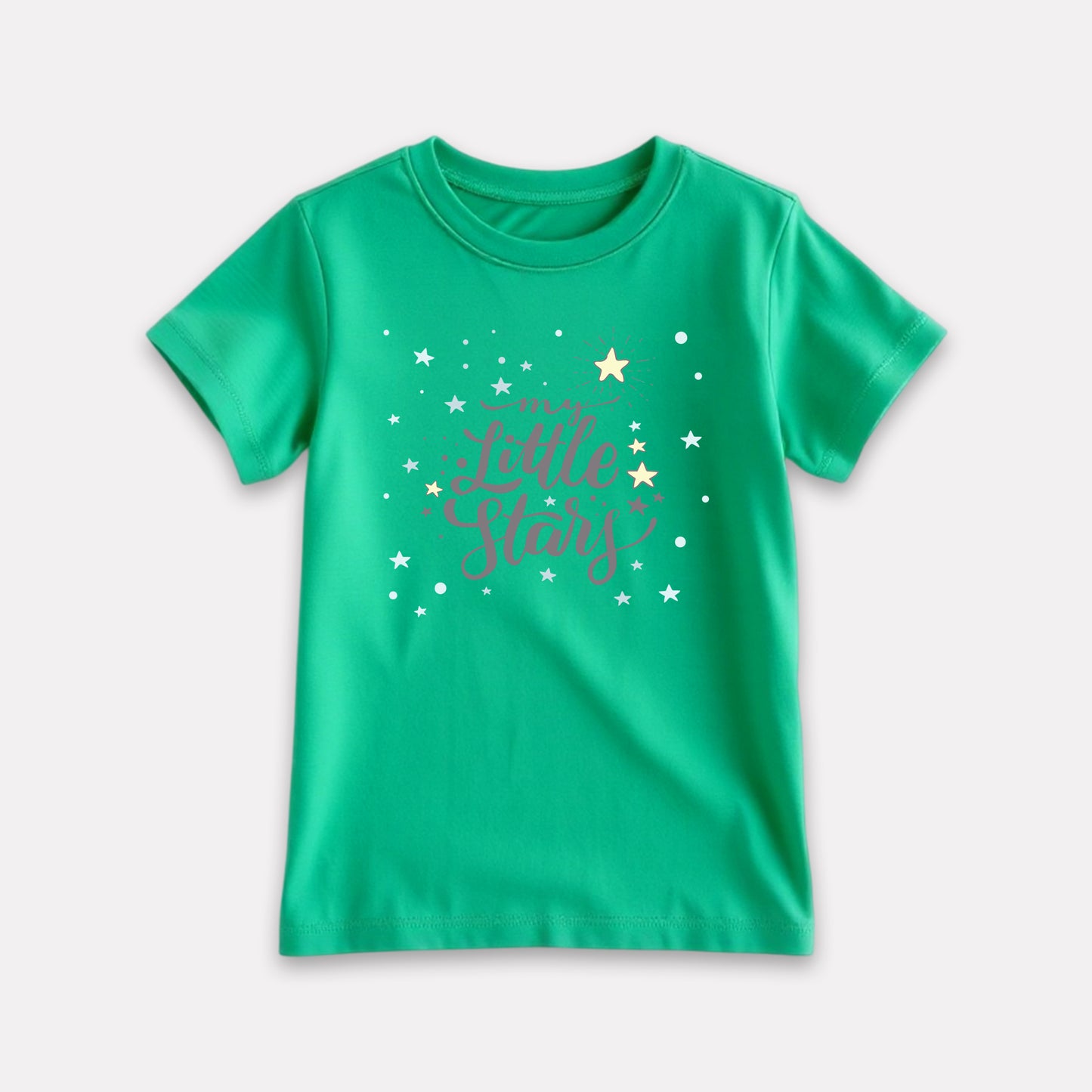 Green Color Graphic Print Round-Neck T-Shirt For Girls