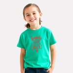 Green Color Graphic Print T-Shirt For Girls
