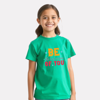 Green Color Graphic Print T-Shirt For Girls