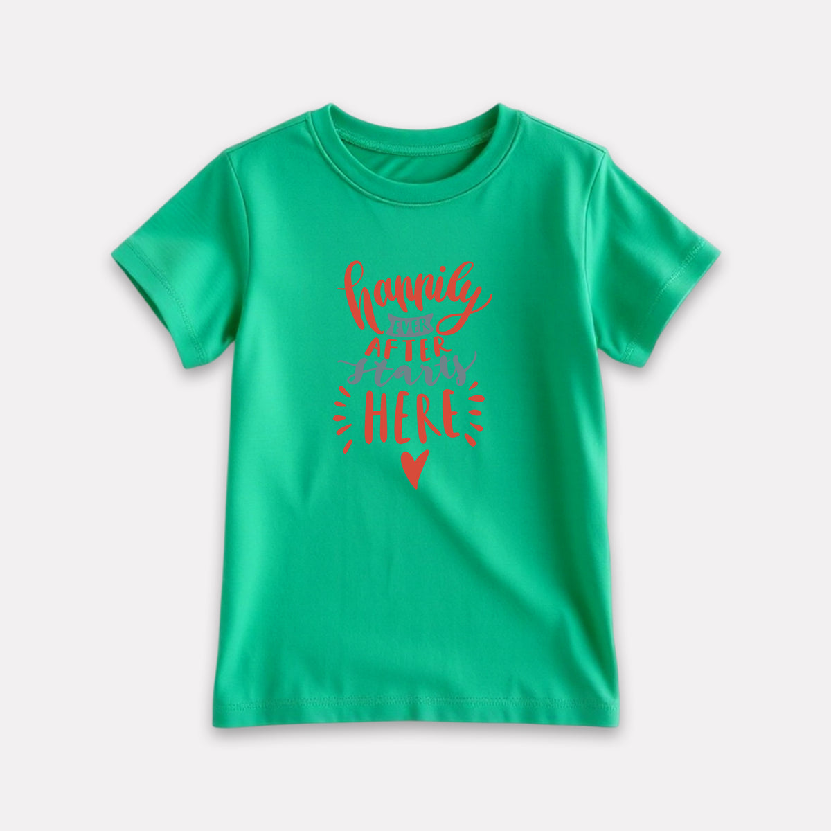 Green Color Graphic Print T-Shirt For Girls