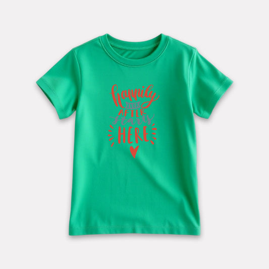 Green Color Graphic Print T-Shirt For Girls