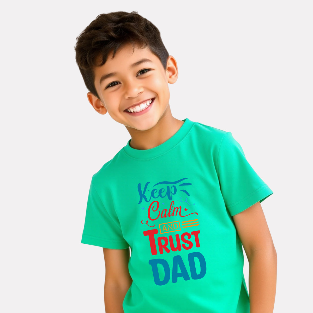 Boys Cotton Mint Green Printed T-shirt