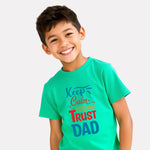 Boys Cotton Mint Green Printed T-shirt