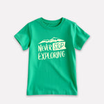 Boys Cotton Mint Green Printed T-shirt