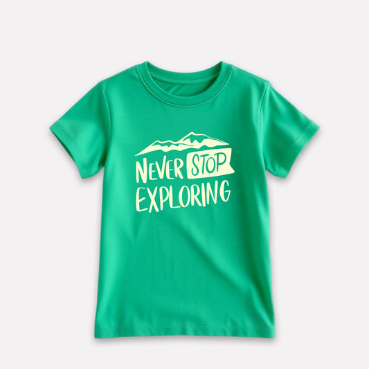 Boys Cotton Mint Green Printed T-shirt