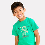 Cotton Mint Green Printed T-shirt for Boy