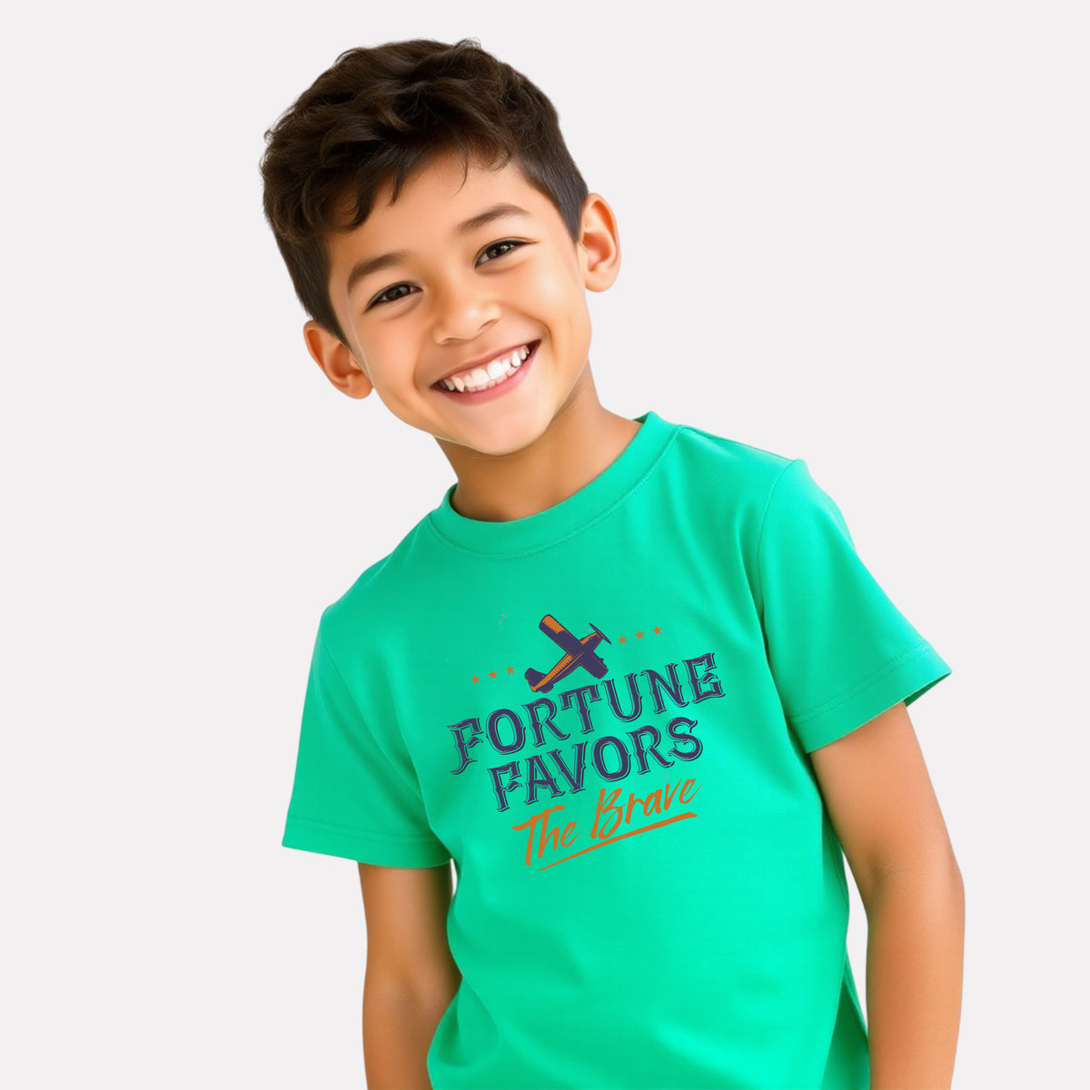 Cotton Mint Green Printed T-shirt for Boy