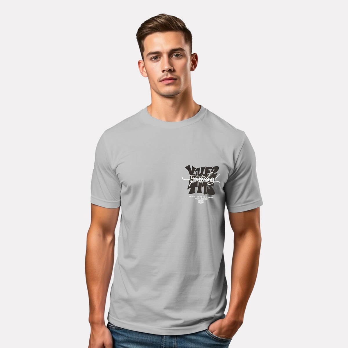 Men's 3-Pack Printed Round Neck Cotton T-Shirts