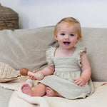 Girls dress soft green striped