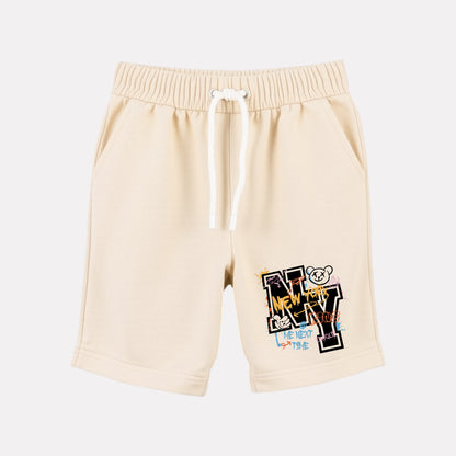 Junior Boy Cotton Regular Fit Casual Shorts (Beige Color)