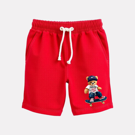 Cotton Regular Fit Casual Shorts (Red Color)
