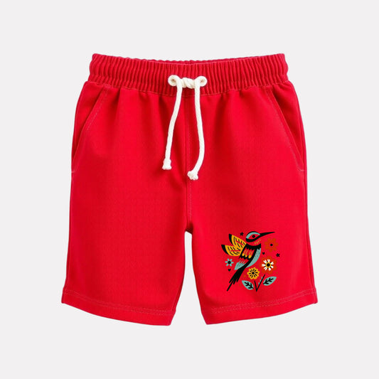Girl Cotton Regular Fit Casual Shorts (Red Color)