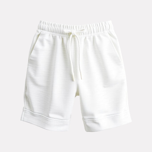 Royal Blue Tee & White Melange Shorts for Boys