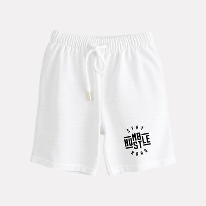 Junior Boy Cotton Regular Fit Casual Shorts (White Melange Color)