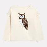 Girls Top Sequin Owl Jersey