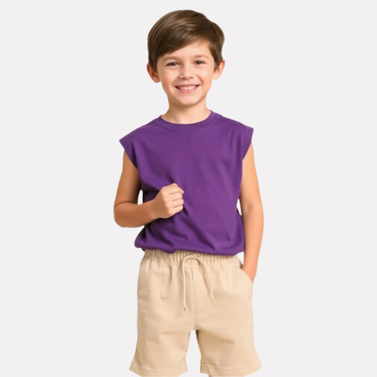 Cotton Sleeveless Tee & Shorts for Boys