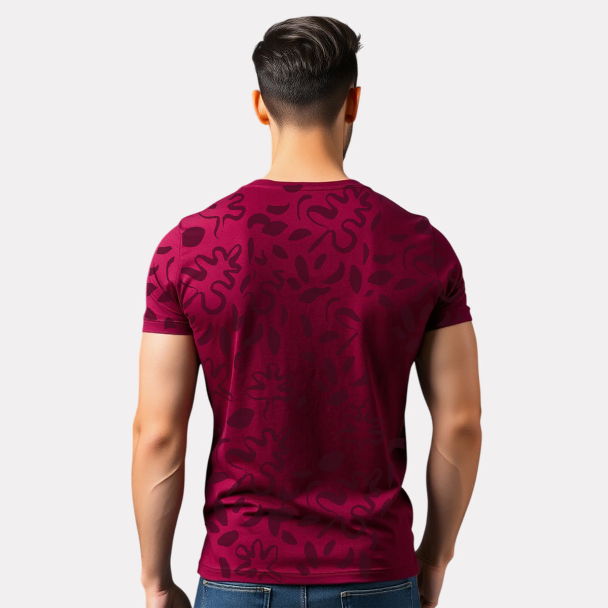 Men's 3-Pack Printed Round Neck Cotton T-Shirts