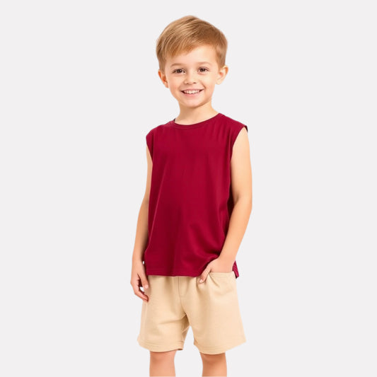 Boys' Sleeveless T-shirt & Shorts Set