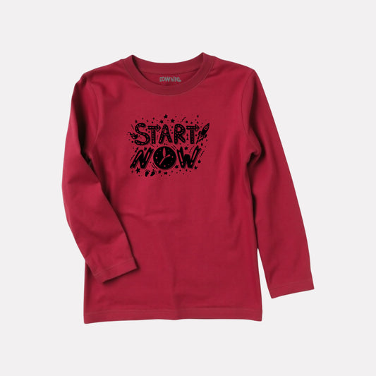 Boy Cotton Round Neck Printed Full Sleeve T-Shirt