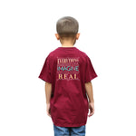 Boys’ Oversized Printed Cotton Tee (Maroon)