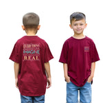 Boys’ Oversized Printed Cotton Tee (Maroon)