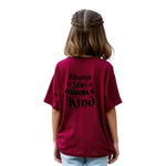 Girls’ Oversized Printed Cotton Tee (Maroon)