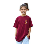 Girls’ Oversized Printed Cotton Tee (Maroon)