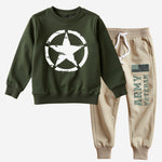 Everyday Sweatshirt Outfit (Military Green & Beige)