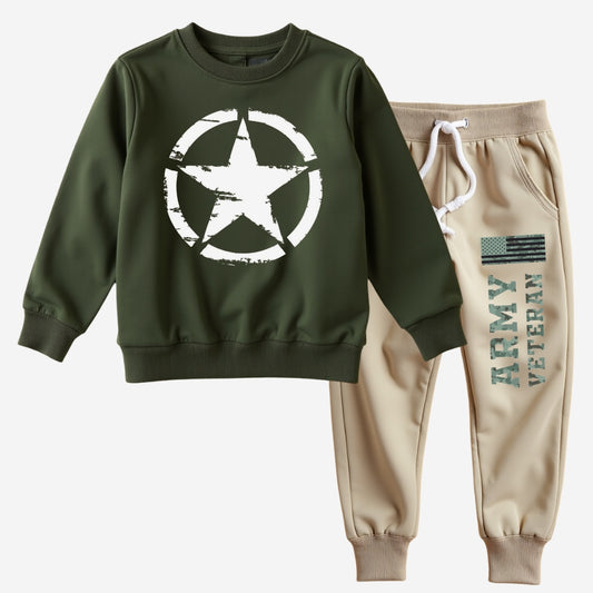 Everyday Sweatshirt Outfit (Military Green & Beige)