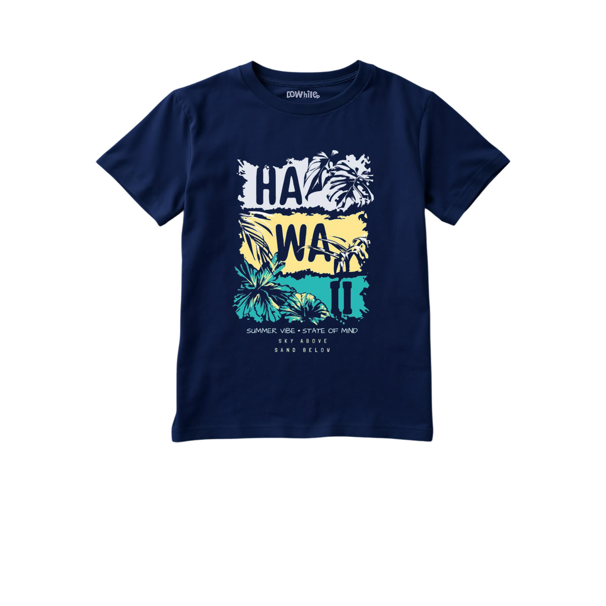 Navy Blue Printed T-Shirt with Beige Shorts Set