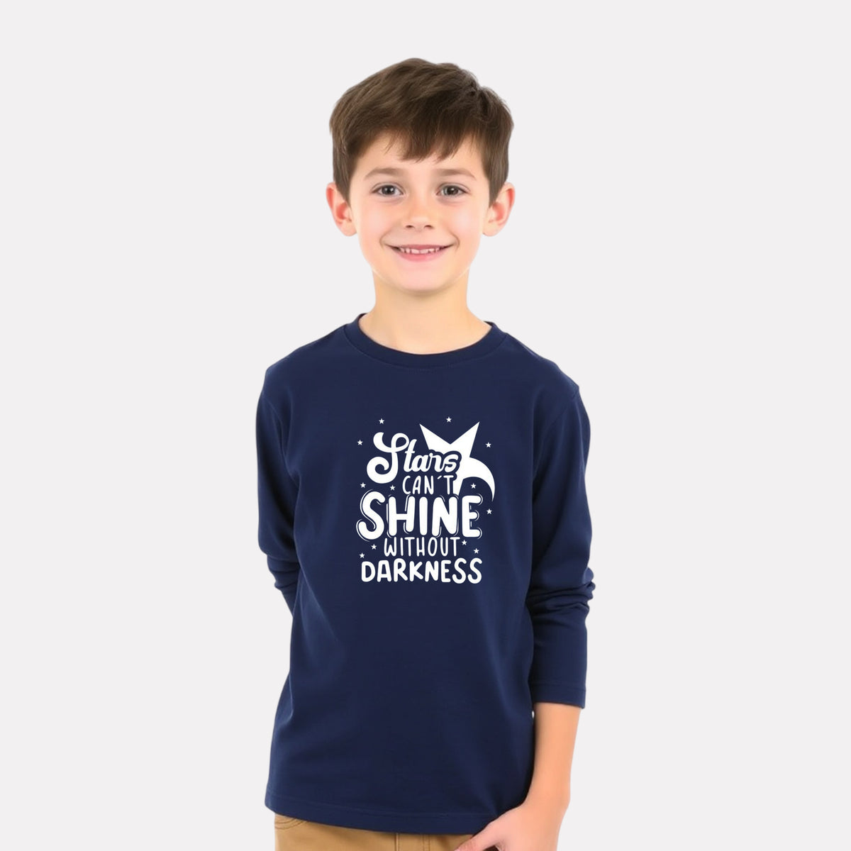 Minimalist Boys Cotton Full Sleeve T-Shirt - Navy