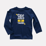 Minimalist Boys Cotton Full Sleeve T-Shirt - Navy