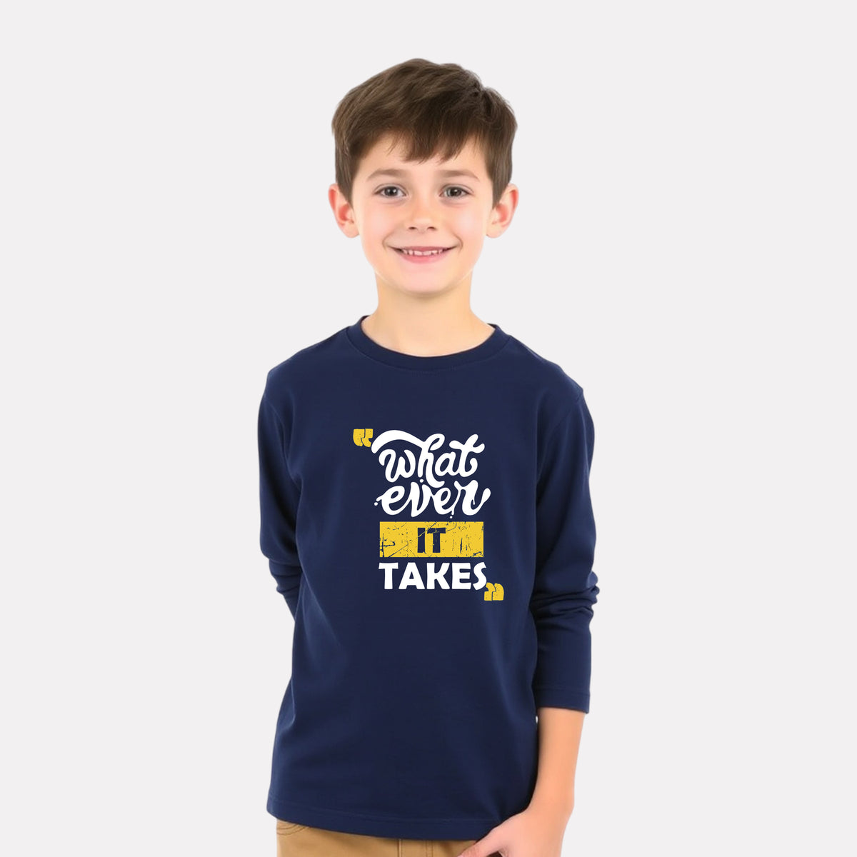 Minimalist Boys Cotton Full Sleeve T-Shirt - Navy