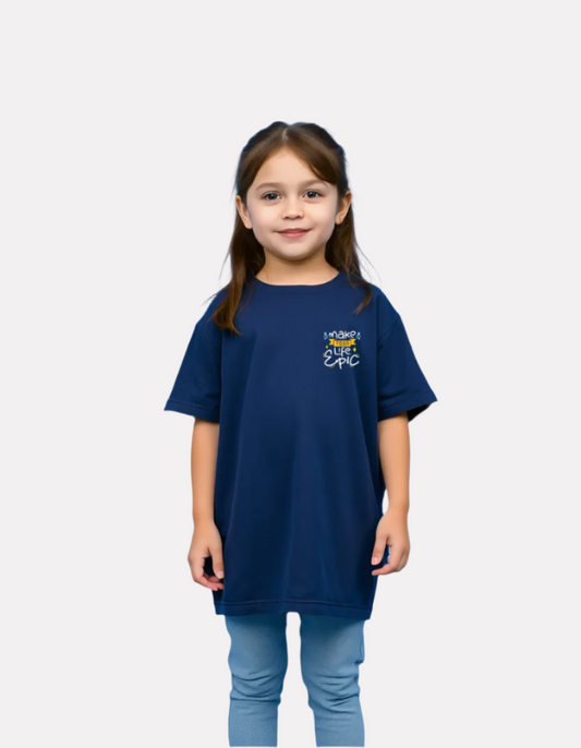 Girls Printed Extended Sleeves Oversized T-shirt