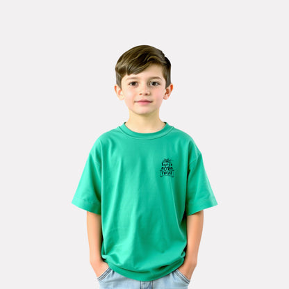 Trendy Boys' Oversized T-Shirt – Green with Stylish Print