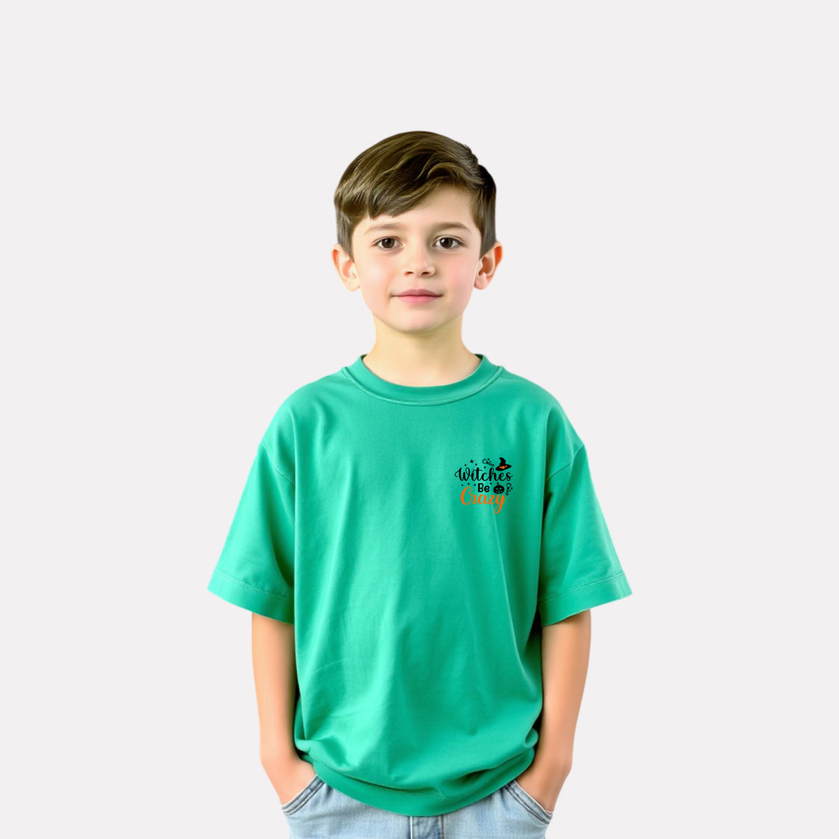 Boys' Oversized T-Shirt – Green with Stylish Print