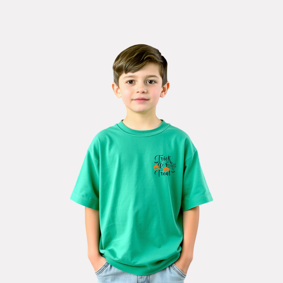 Boys' Oversized T-Shirt – Green with Stylish Print